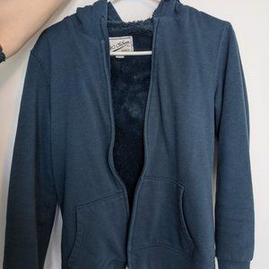 Blue Faux Fur Hoodie